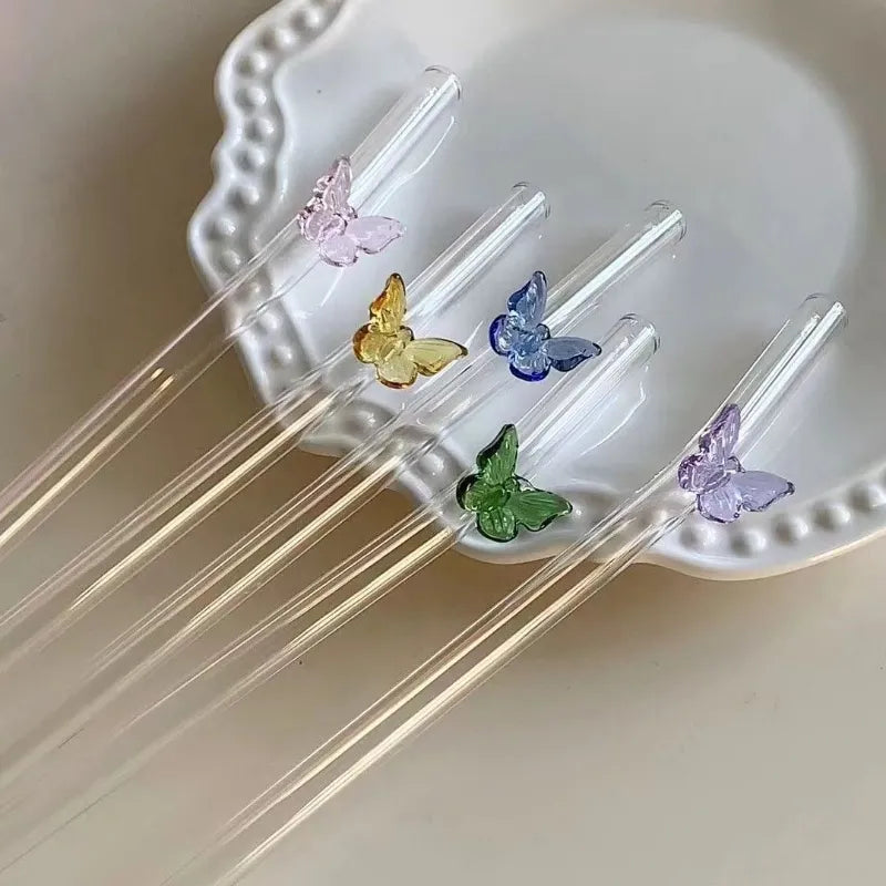 Butterfly Glass Straw