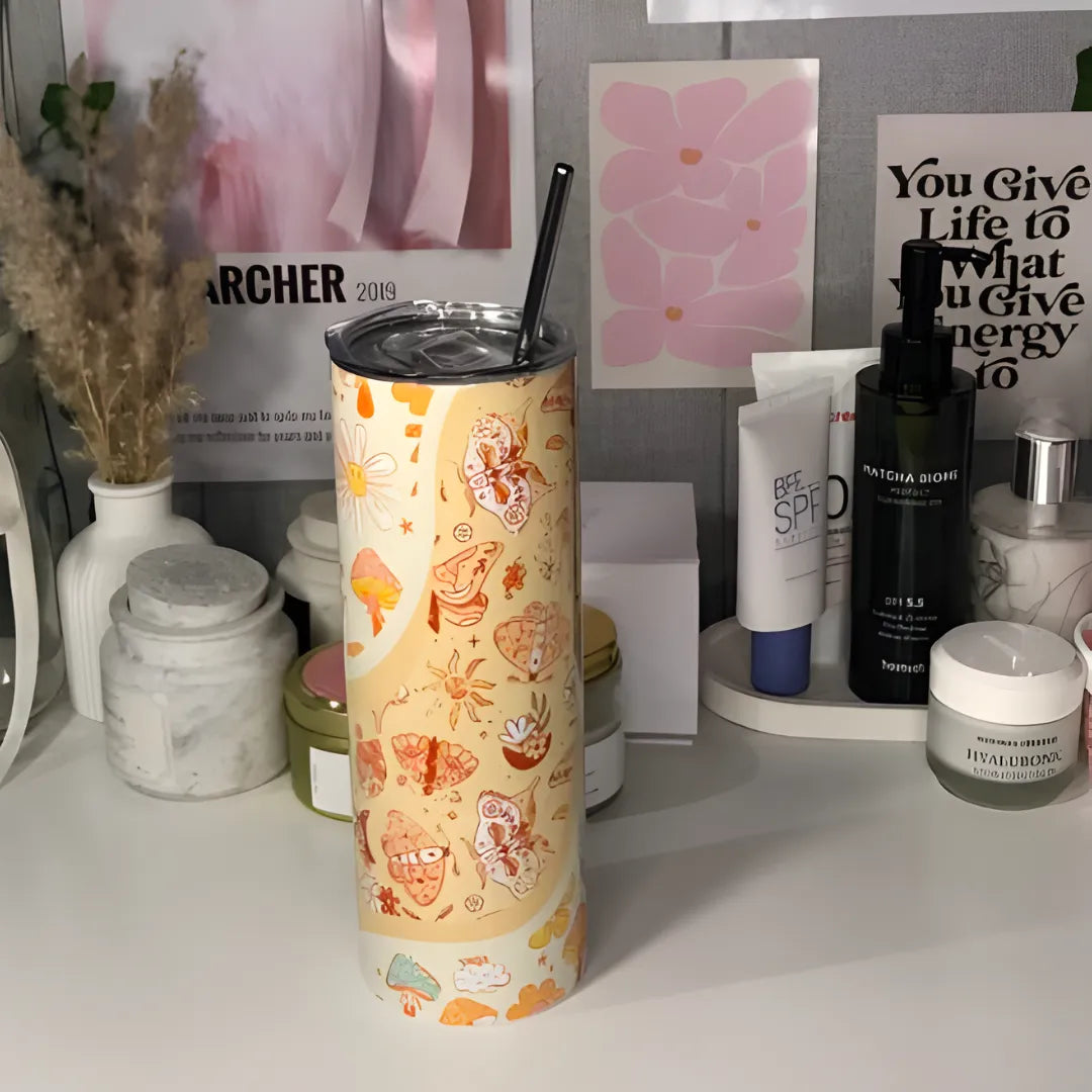 Stainless Steel Tumbler with Steel Straw – Botella Flaske
