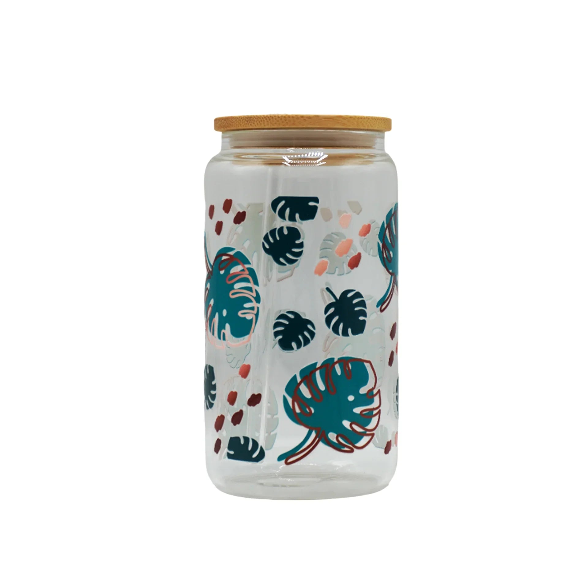 450ML Glass Can with Lid and Glass Straw - Botella Flaske