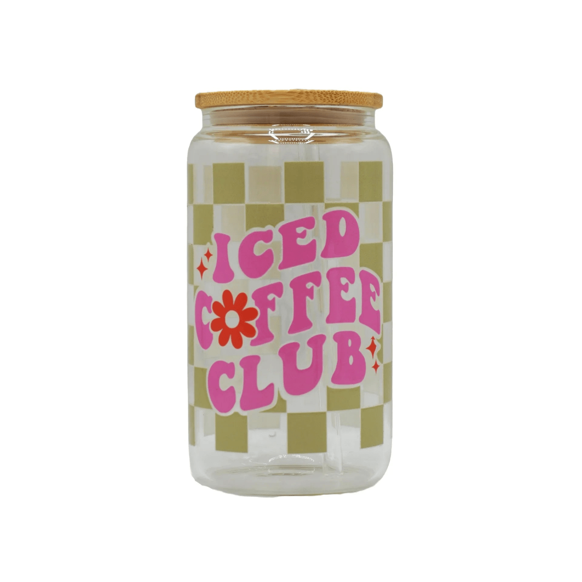 450ML Glass Can with Lid and Glass Straw - Botella Flaske