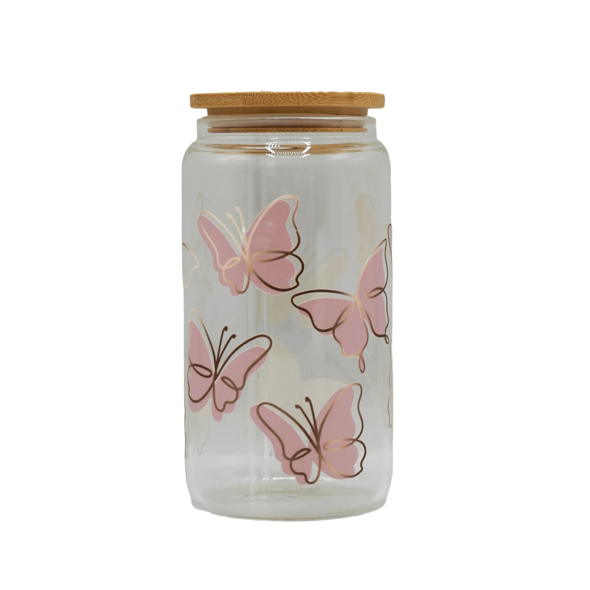 450ML Glass Can with Lid and Glass Straw - Botella Flaske