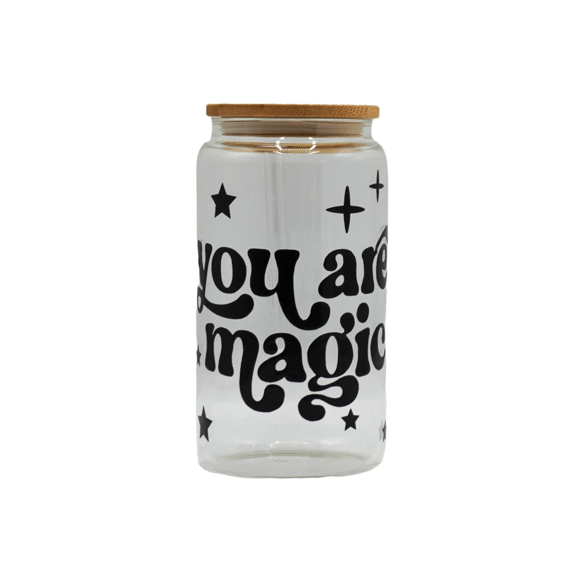 450ML Glass Can with Lid and Glass Straw - Botella Flaske