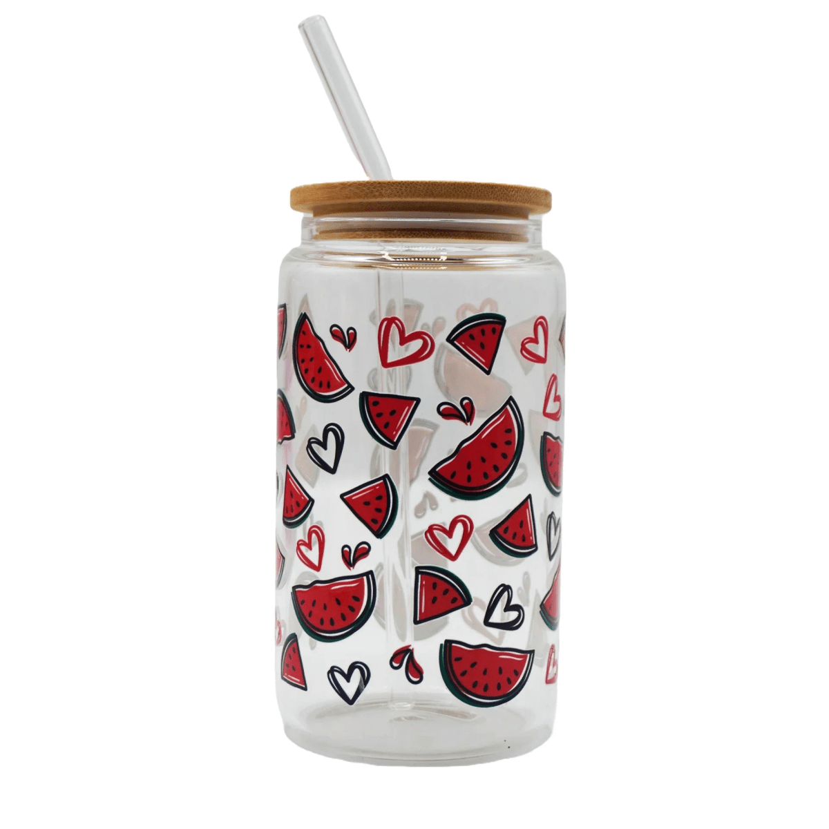 450ML Glass Can with Lid and Glass Straw - Botella Flaske