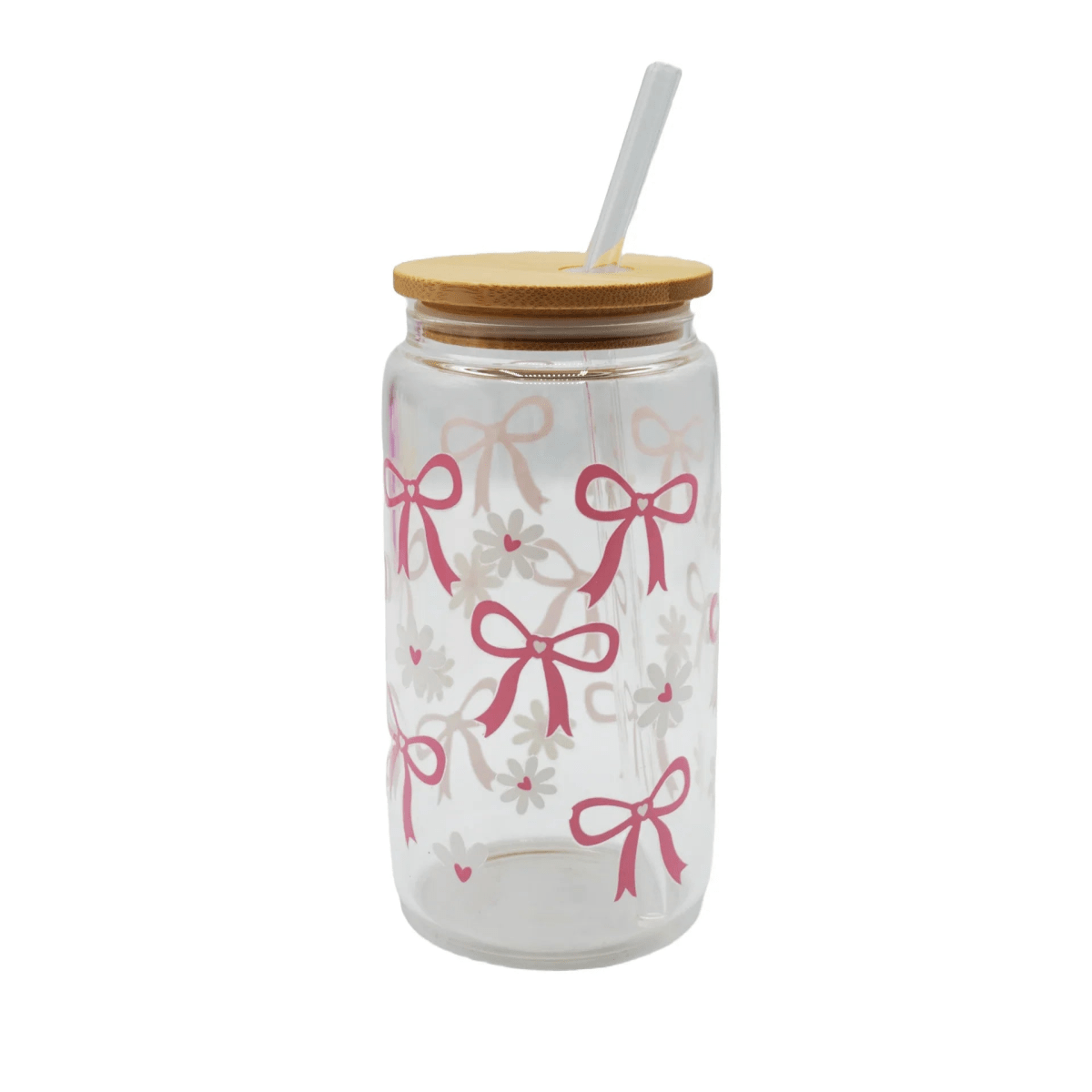 450ML Glass Can with Lid and Glass Straw - Botella Flaske