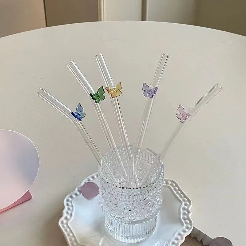 Butterfly Glass Straw