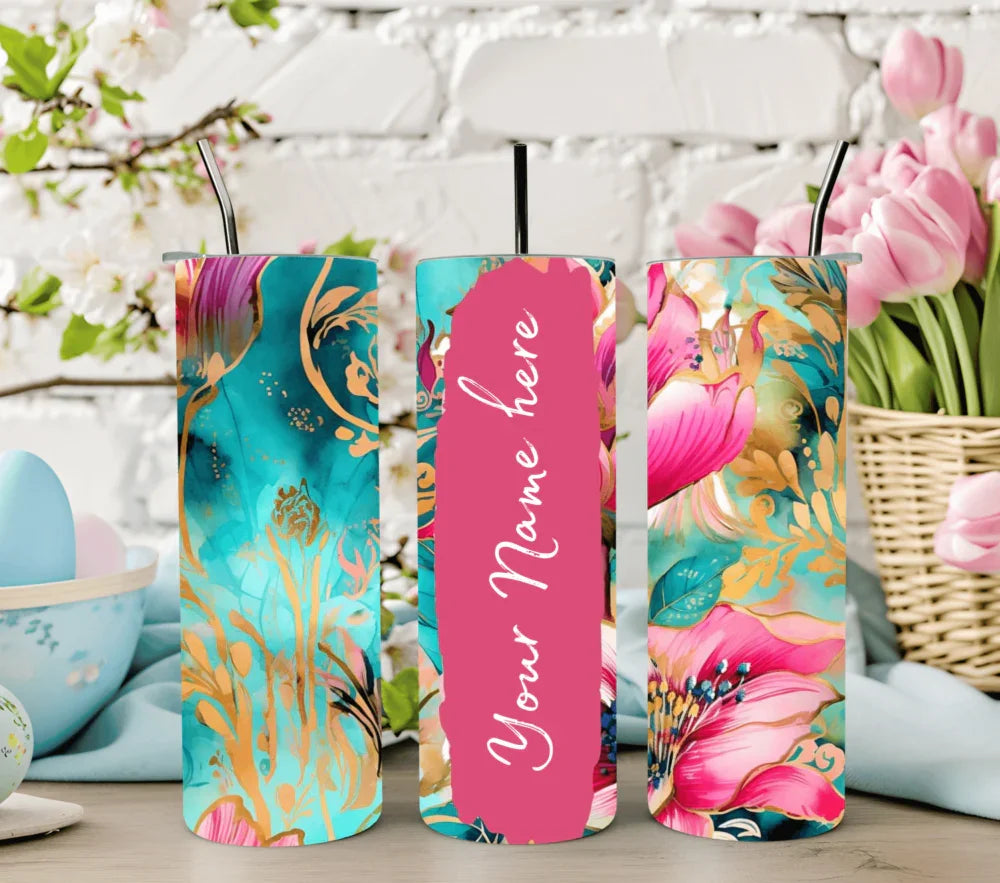 Personalized Stainless Steel Tumbler with Steel Straw – Botella Flaske - Botella Flaske