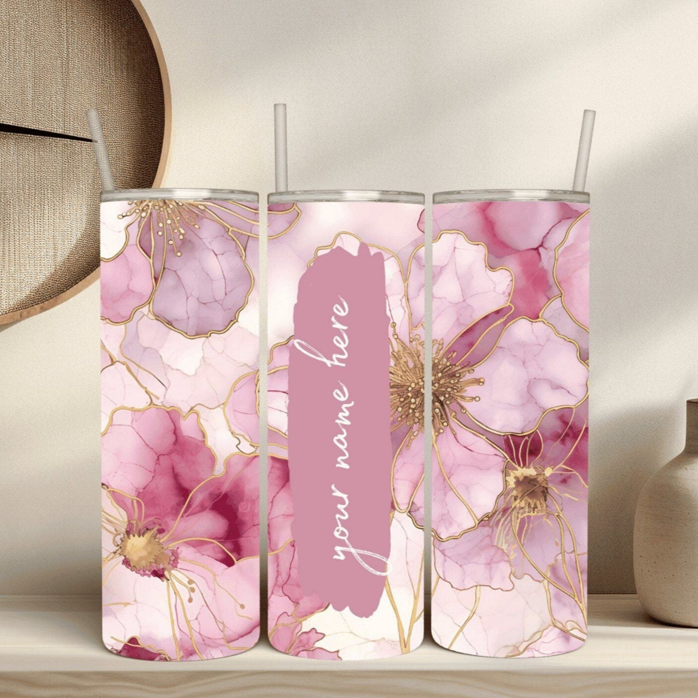 Personalized Stainless Steel Tumbler with Steel Straw – Botella Flaske