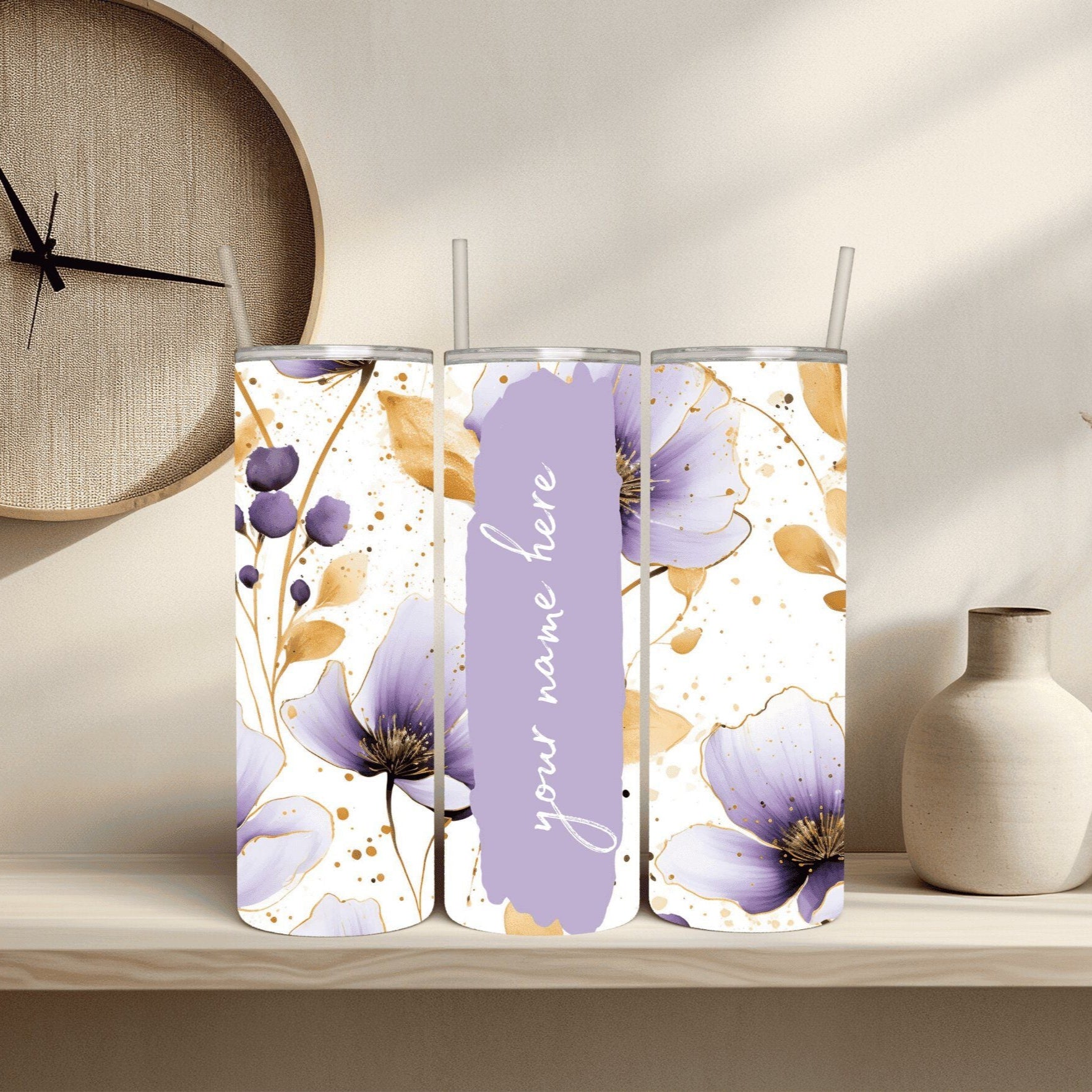 Personalized Stainless Steel Tumbler with Steel Straw – Botella Flaske