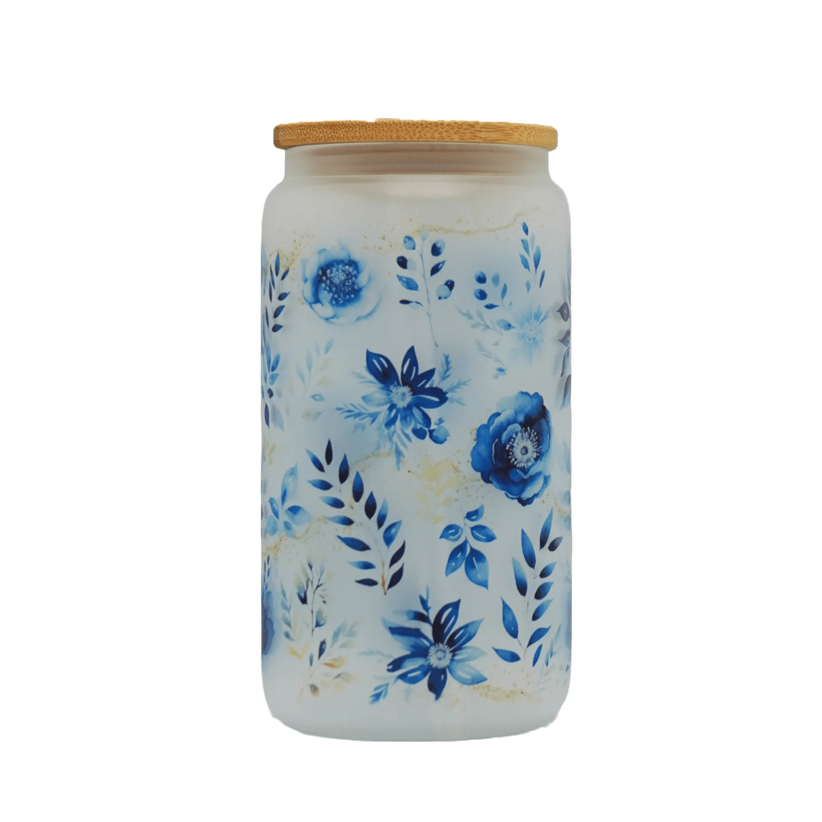 Printed Frosted Glass Can with Lid and Glass Straw – Botella Flaske - Botella Flaske