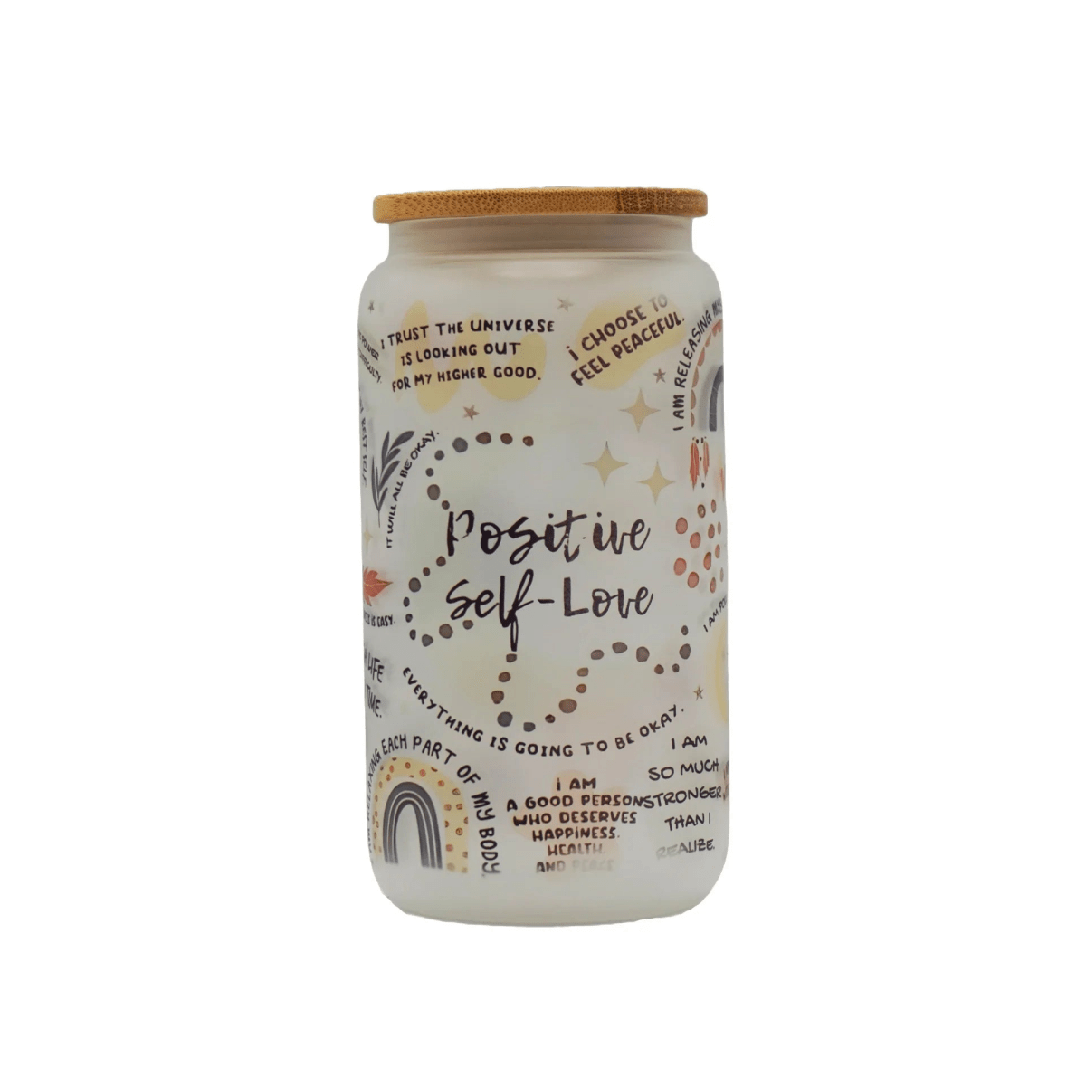 Printed Frosted Glass Can with Lid and Glass Straw – Botella Flaske - Botella Flaske