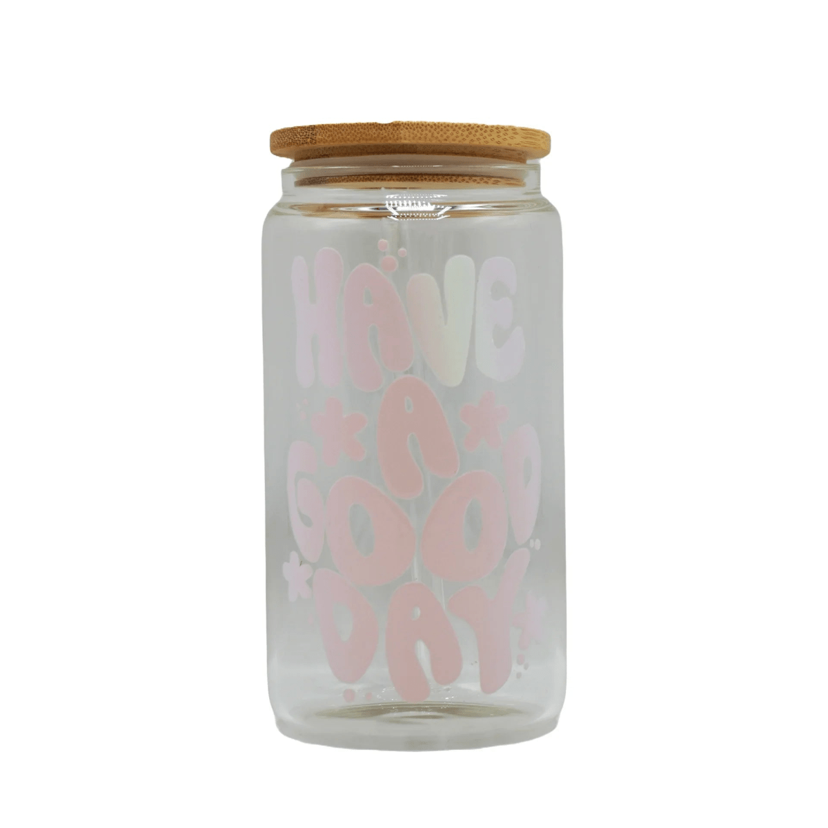 450ML Glass Can with Lid and Glass Straw - Botella Flaske