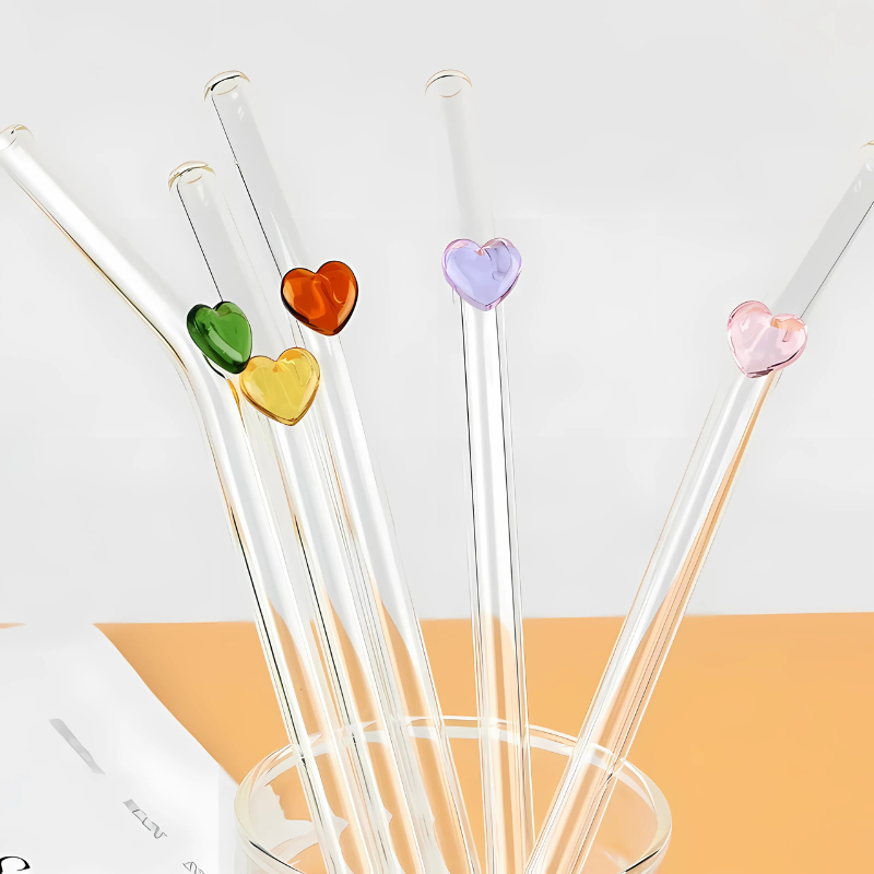 Heart Glass Straw