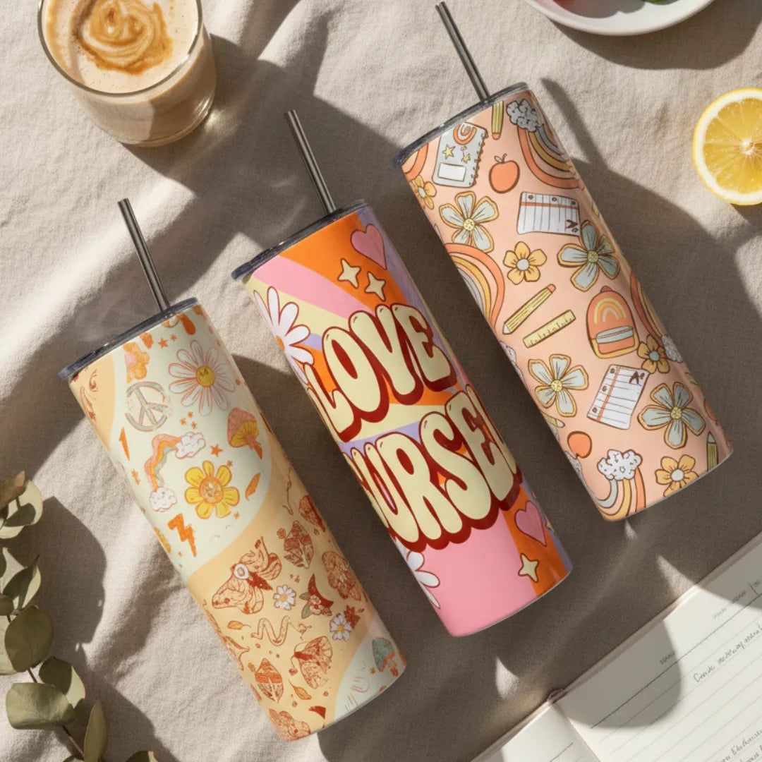 Stainless Steel Tumbler with Steel Straw – Botella Flaske