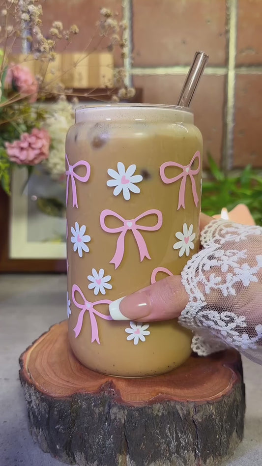 450ML Glass Can with Lid and Glass Straw
